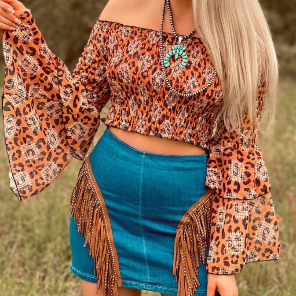 NWT Lucky and Blessed The Ainsley Bell Sleeve Top S